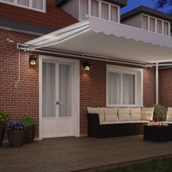 ARDEBO.de - Automatische Einziehbare Markise mit LED Weiß 500x350 cm