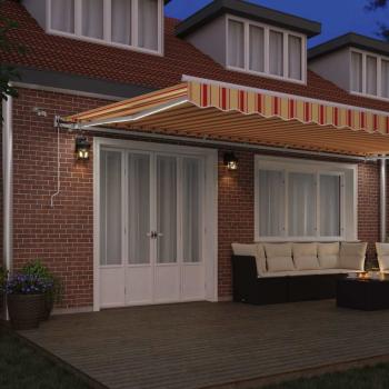 Automatische einziehbare Markise mit LED in Gelb und Orange 600x300 cm