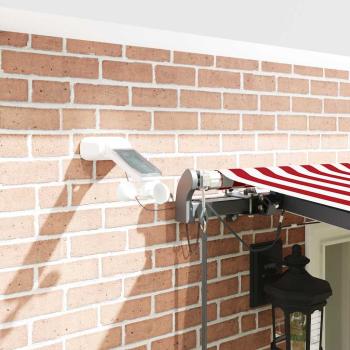 Automatische Einziehbare Markise mit LED Rot und Weiß Gestreift 600 x 300 cm