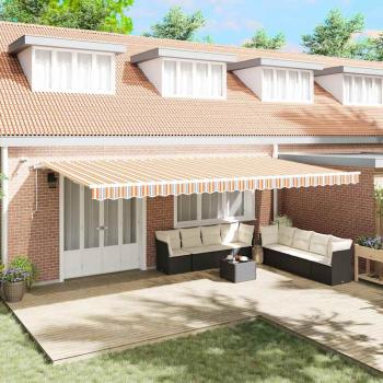 ARDEBO.de - Automatische Einziehbare Markise mit LED Mehrfarbigen Streifen 600x300 cm