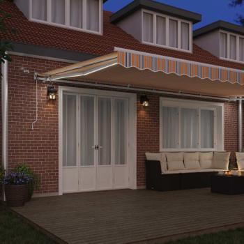 Automatische Einziehbare Markise mit LED Mehrfarbigen Streifen 600x300 cm