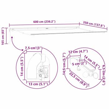 Automatische Einziehbare Markise mit LED Mehrfarbenstreifen 600x350 cm