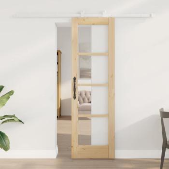 ARDEBO.de - Schiebetür mit Beschlägen 'ORKDAL'aus Massivholz und Glas