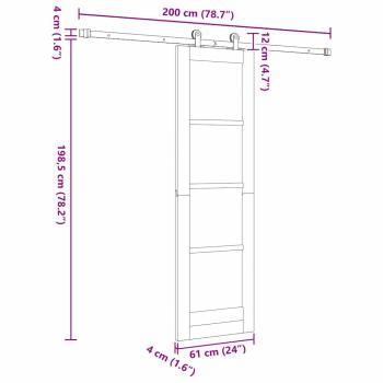 Schiebetür mit Beschlägen 'ORKDAL'aus Massivholz und Glas