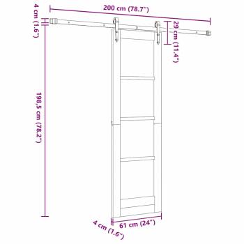 Schiebetür mit Hardware Set 61x198.5 cm aus massivem Kiefernholz