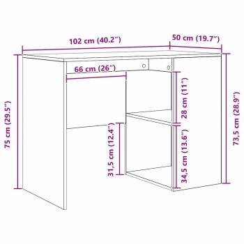 Eckschreibtisch Grau Sonoma 102x88x75 cm Spanplatte