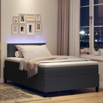 LED Boxspringbett mit Matratze Dunkelgrau 120x200 cm Cordstoff