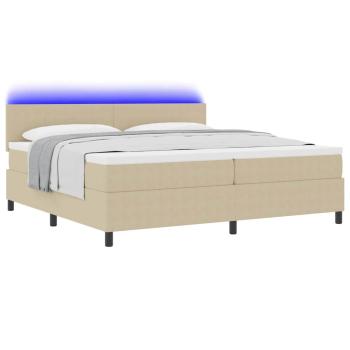 Boxspringbett mit Matratze & LED Licht Grün Grau 200x200 cm Cordstoff