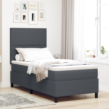 Boxspringbett mit Matratze & LED Dunkelgrau 80x200 cm Cordstoff