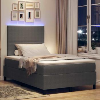 LED Boxspringbett mit Matratze Hellgrau 120x200 cm Cordstoff