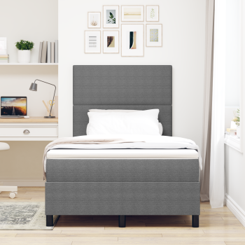 LED Boxspringbett mit Matratze Hellgrau 120x200 cm Cordstoff