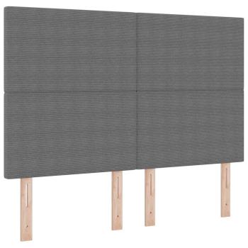 Boxspringbett mit Matratze & LED Licht Grau 140x200 cm Corduroy-Stoff