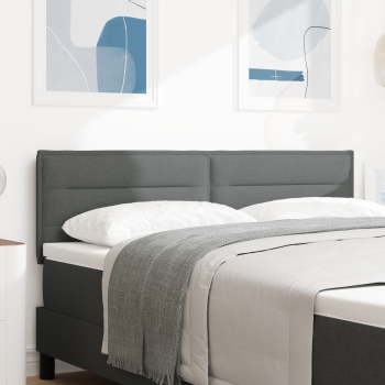 LED Kopfteil mit LED-Lichtleisten Dunkelgrau 144 cm Stoff