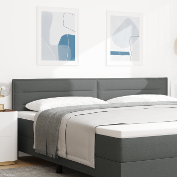 LED Kopfteil mit LED-Lichtleisten Dunkelgrau 200 cm Stoff