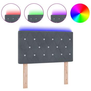 LED Kopfteil Kristall Knopfgeheftet Dunkelgrau 80 cm Samt