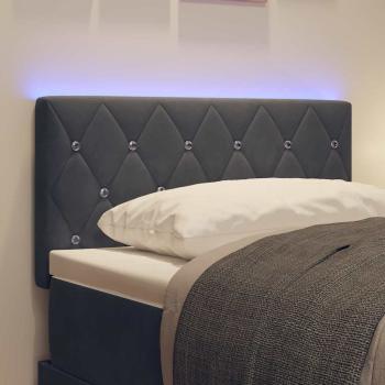 LED Kopfteil Kristall Knopfgeheftet Dunkelgrau 80 cm Samt