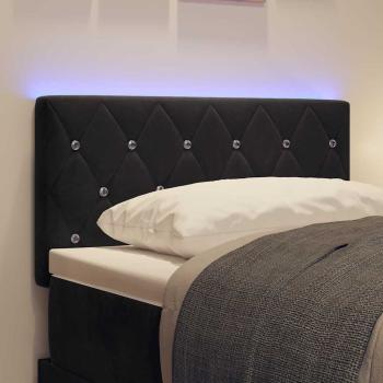 LED Kopfteil mit Kristallknopf, gepolstert, Schwarz, 80 cm, Velsamt