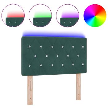 LED Kopfteil Kristalltaste Gepolstert Dunkelgrün 80 cm Samt