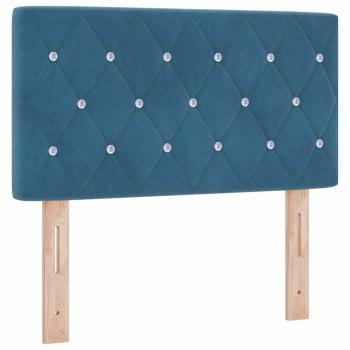 LED Kopfteil, Kristallknopf, Diamantsteppung, Dunkelblau, 80 cm, Samt