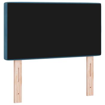 LED Kopfteil, Kristallknopf, Diamantsteppung, Dunkelblau, 80 cm, Samt