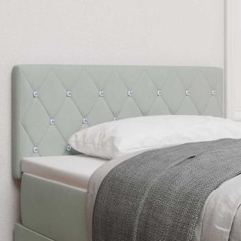 ARDEBO.de - LED Kopfteil mit Kristallknopf, Geplustert, Hellgrau, 90 cm, Samt