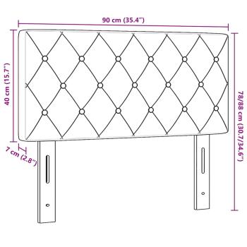 LED Kopfteil mit Kristallknopf, Geplustert, Hellgrau, 90 cm, Samt