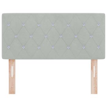 LED Kopfteil mit Kristallknopf, Geplustert, Hellgrau, 90 cm, Samt