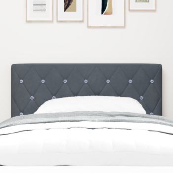 LED Kopfteil mit LED-Lichtleisten Dunkelgrau 90 cm Samt