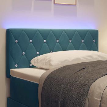LED Kopfteil mit Kristallknopf, gepolstert, Dunkelblau, 90 cm, Samt