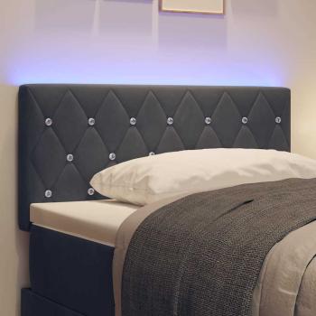 LED Kopfteil Kristallknopf Gesteppt Dunkelgrau 100 cm Samt