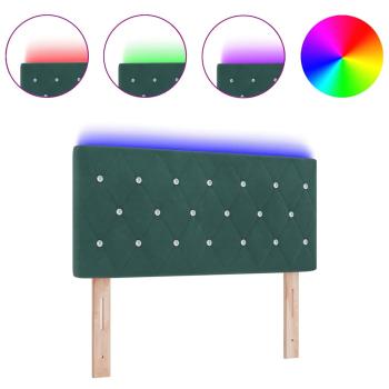LED Kopfteil mit Kristallknopfsteppung Dunkelgrün 100 cm Samt