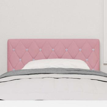 LED Kopfteil mit Kristallknopfsteppung Rosa 100 cm Samt