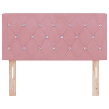 LED Kopfteil mit Kristallknopfsteppung Rosa 100 cm Samt
