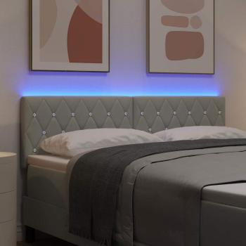 LED Kopfteil Kristalltupf Hellgrau 72 cm Samt