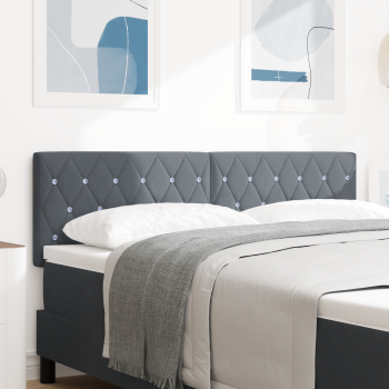 LED Kopfteil Kristallknopf-Abgesteppt Dunkelgrau 72 cm Samt