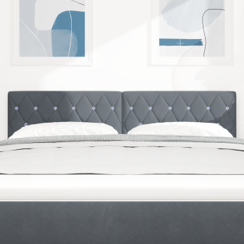 LED Kopfteil Kristallknopf-Abgesteppt Dunkelgrau 72 cm Samt