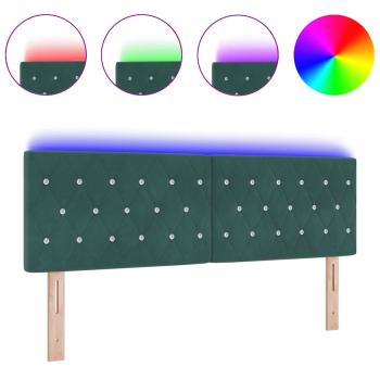 LED Kopfteil Kristallknopf-Steppung Dunkelgrün 72 cm Samt