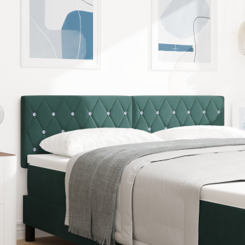 LED Kopfteil mit LED-Lichtleisten Dunkelgrün 144 cm Samt