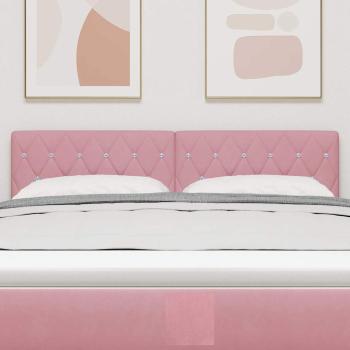 LED Kopfteil Kristallknopf Gepolstert Rosa 72 cm Samt