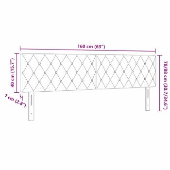 LED Kopfteil mit Kristallknopf und diamantgepolstertem hellgrauen Samt 80 cm