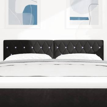 LED Kopfteil Kristallknopf Gepolstert Schwarz 80 cm Samt