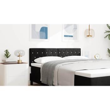 LED Kopfteil Kristallknopf Gepolstert Schwarz 80 cm Samt