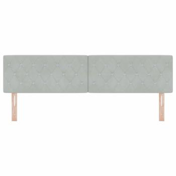 LED Kopfteil mit Kristallknopf - Hellgrau - 90 cm - Samt