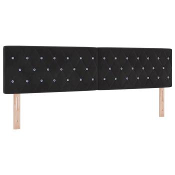 LED Kopfteil Kristallknopf Gepolstert Schwarz 90 cm Samt