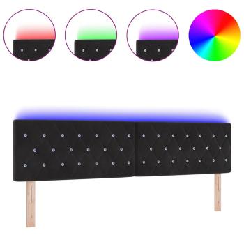 LED Kopfteil Kristallknopf Gepolstert Schwarz 90 cm Samt
