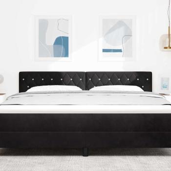 LED Kopfteil Kristallknopf Gepolstert Schwarz 90 cm Samt