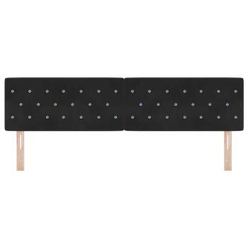 LED Kopfteil Kristallknopf Gepolstert Schwarz 90 cm Samt
