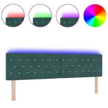 LED Kopfteil mit Kristallknopf-Steppung Dunkelgrün 90 cm Samt