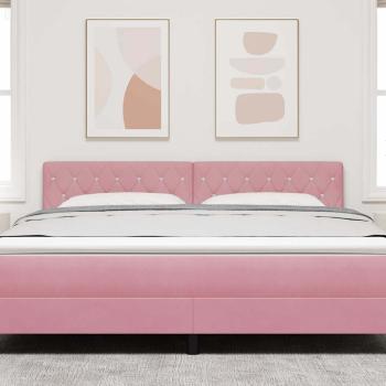 LED Kopfteil mit Kristallknopf-Bespanntheit Rosa 90 cm Samt