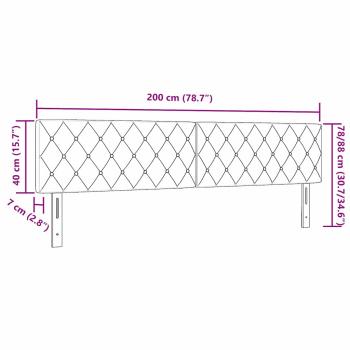 LED Kopfteil mit LED-Lichtleisten Hellgrau 200 cm Samt